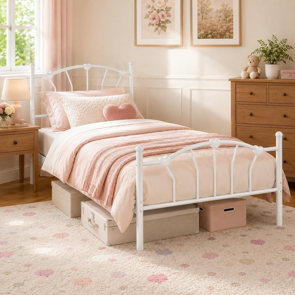 White Twin Metal Bed Frame G7481