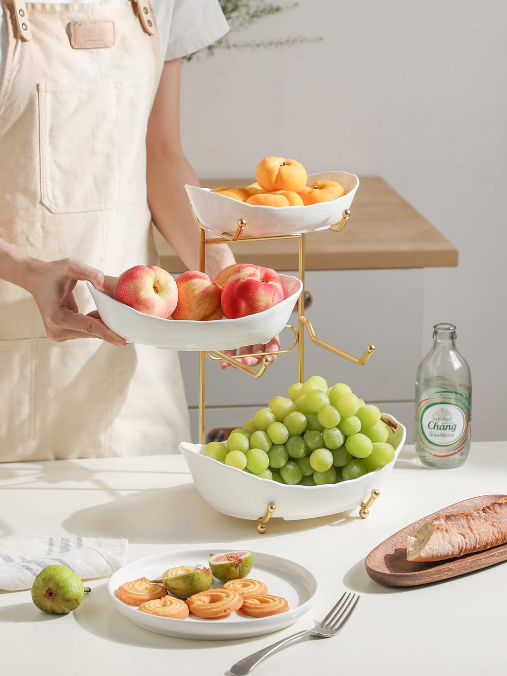 3 Tier White Ceramic Fruit Bowl T82247