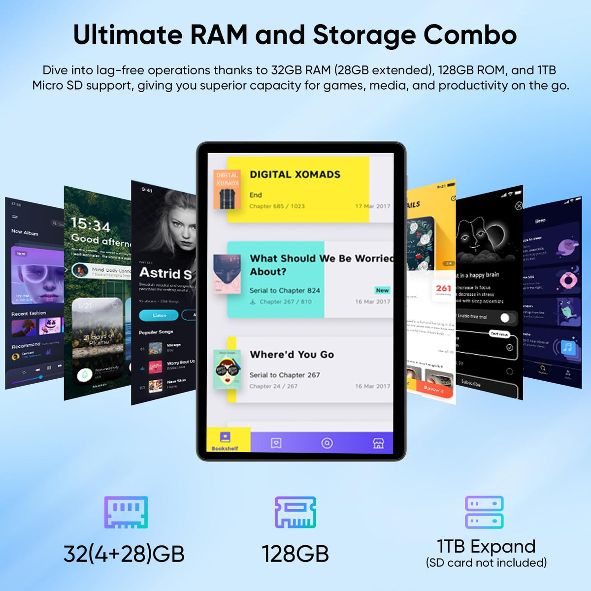 11 Inch Android 16 Tablet with Keyboard, 32GB RAM 128GB ROM, 8000mAh, Black O6172