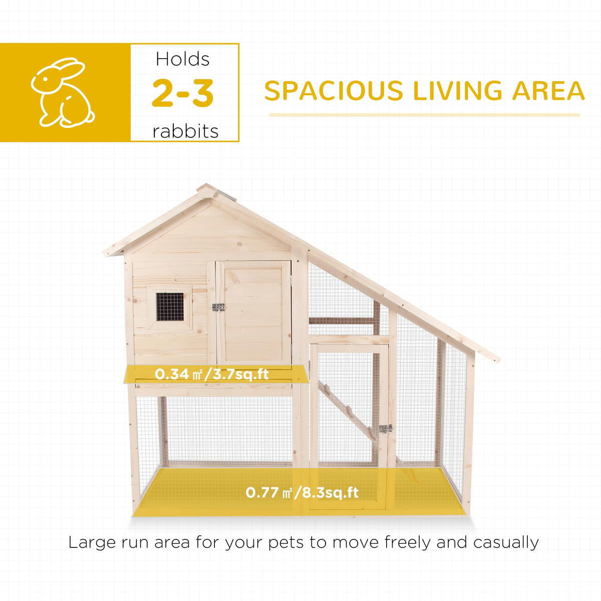 55" 2-Tier Wooden Rabbit Hutch with Ramp E82169