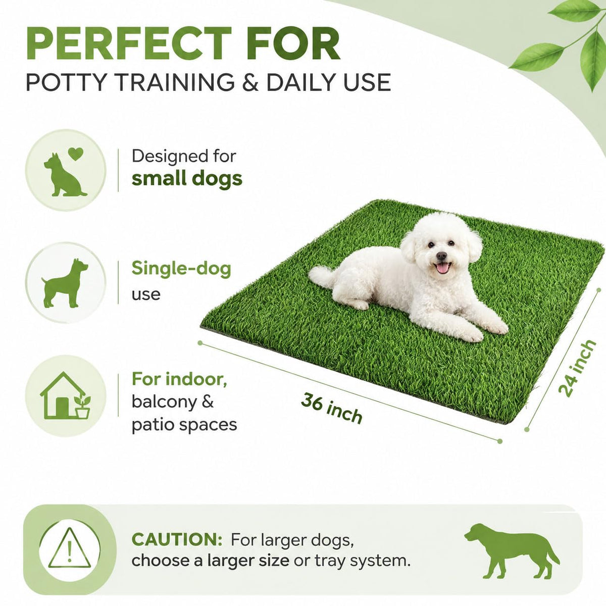 Artificial Grass Dog Potty Pad 24 x 36 in Non-Slip Washable Y683071