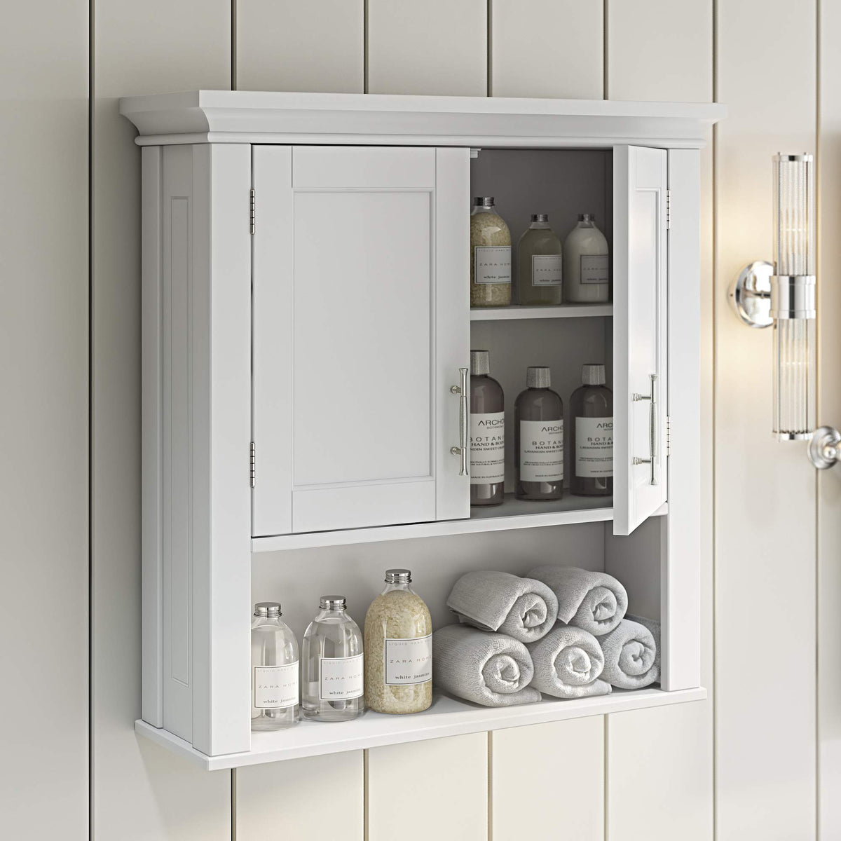 White Two-Door Wall Mount Medicine Cabinet K76576