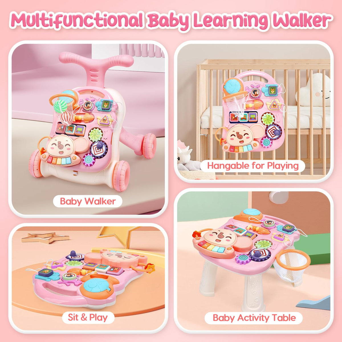2-in-1 Baby Walker with Detachable Activity Center T9771