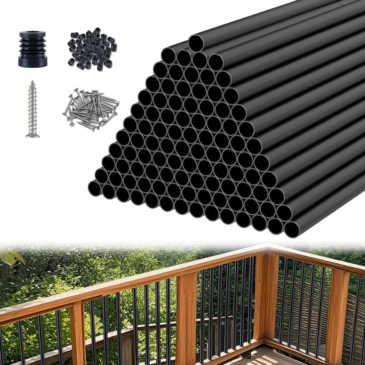 Black Aluminum Deck Balusters 32in x 3/4in 100 Pack F12259