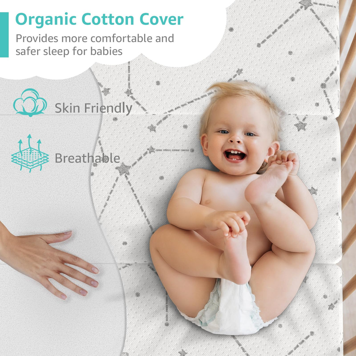 Organic Cotton Trifold Pack and Play Mattress Pad D914693