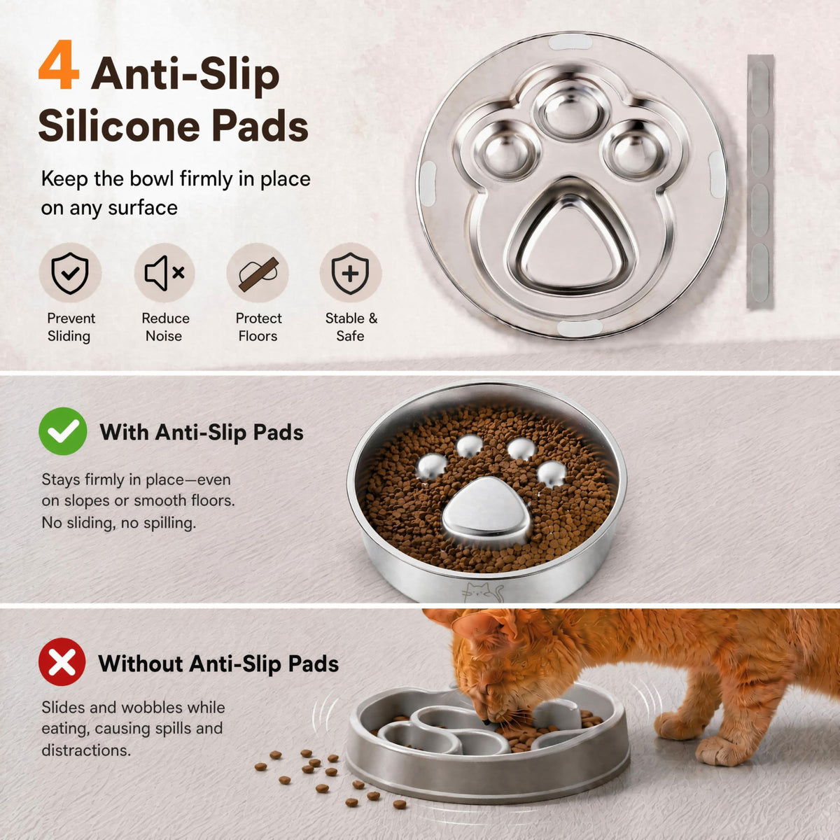 Stainless Steel Slow Feeder Cat Bowl Z4967