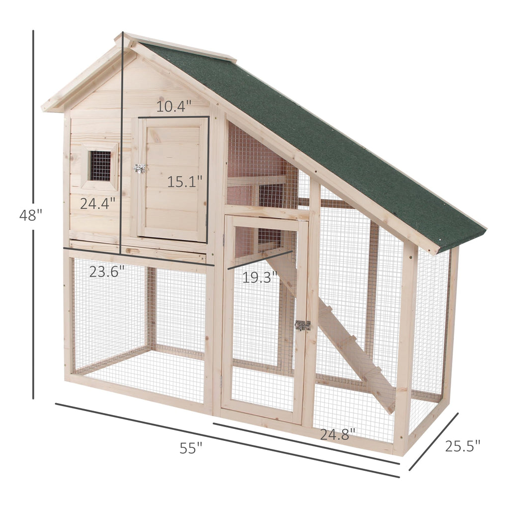 55" 2-Tier Wooden Rabbit Hutch with Ramp E82169