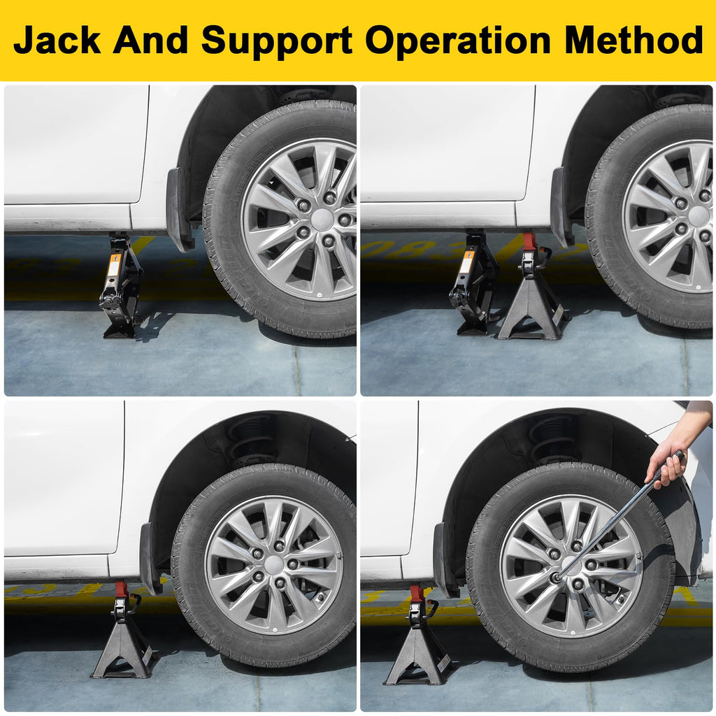 3 Ton Scissor Jack and Jack Stands Kit with Lug Wrench O475