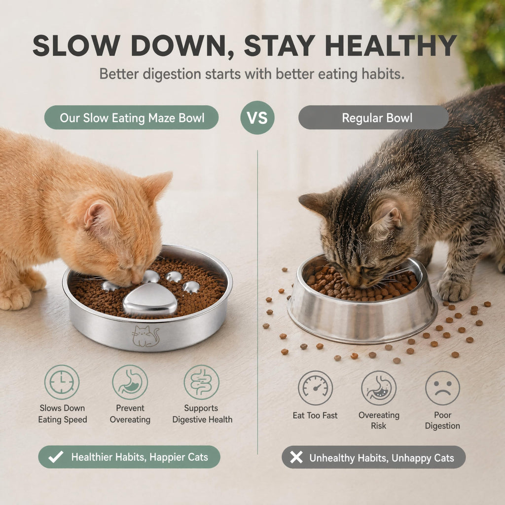 Stainless Steel Slow Feeder Cat Bowl Z4967
