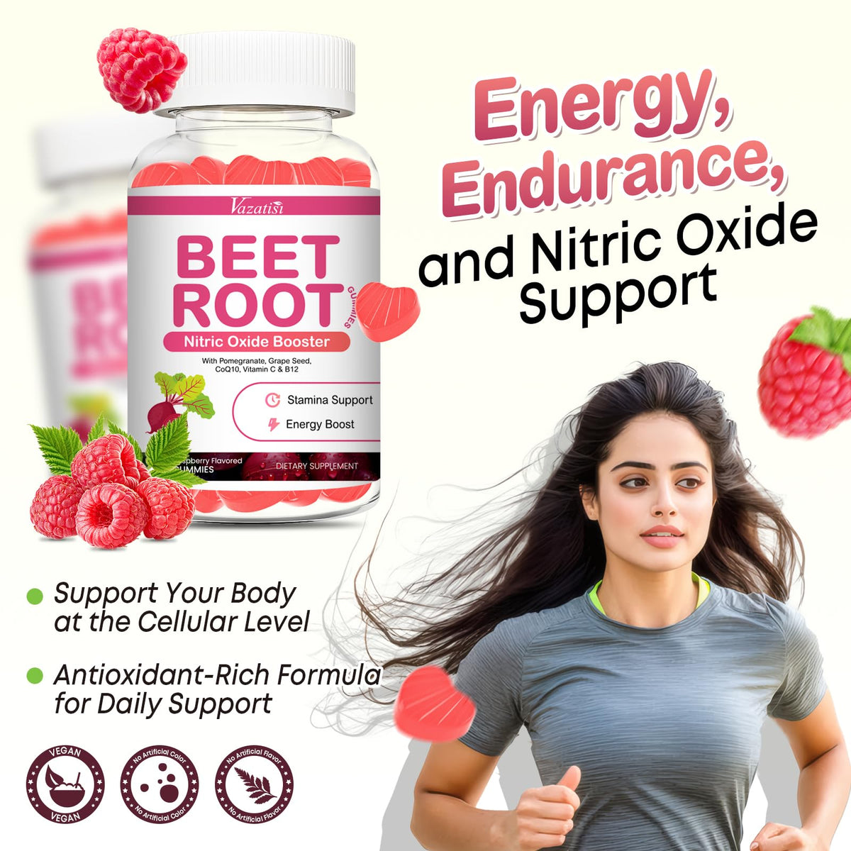 Beet Root Gummies with Coq 10, Grape Seed, Pomegranate, 60 Chews J620228