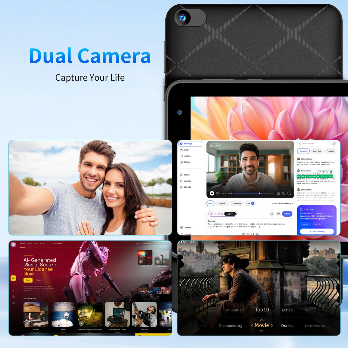 7 Inch Tablet with Case, 32GB+1TB Expand, 5G WiFi, IPS Display (Black) T34048