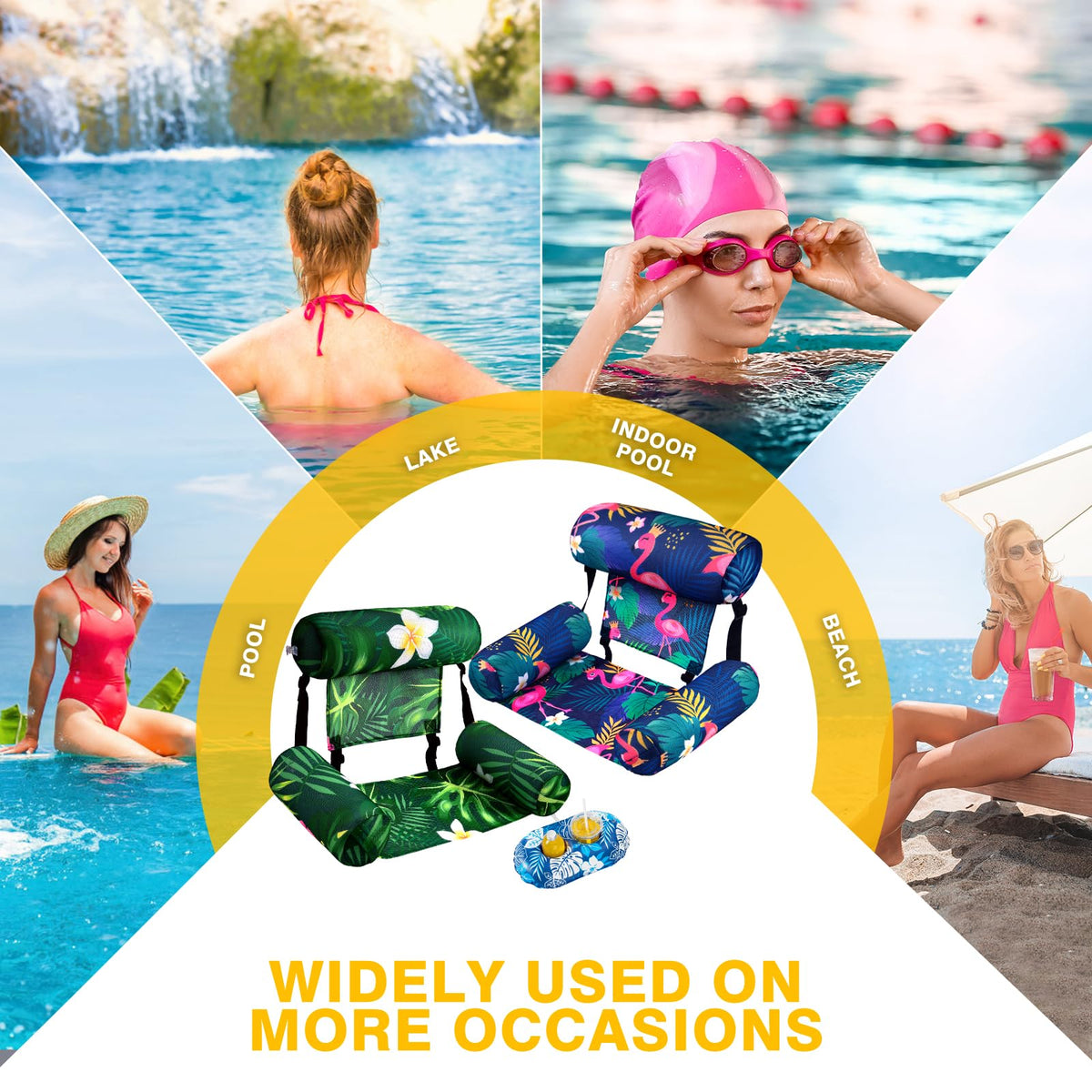 2 Pack Inflatable Pool Float Chair with Cup Holders W340
