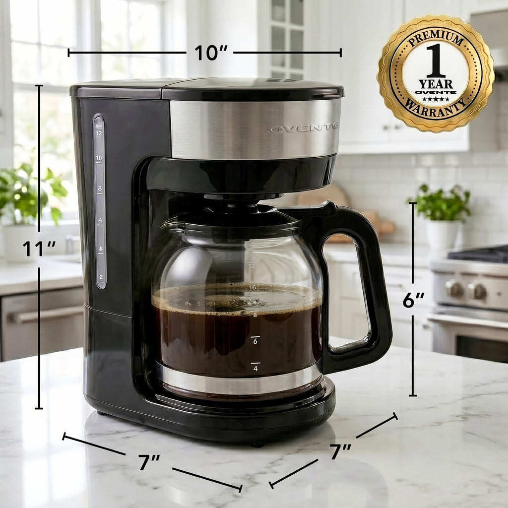 12-Cup Drip Coffee Maker with On/Off Switch, Black G459