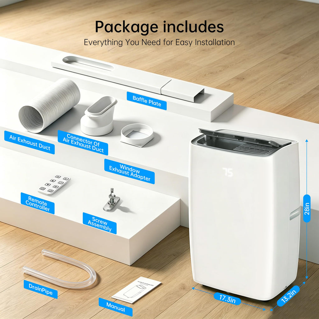 14000 BTU 5-in-1 Portable Air Conditioner with Remote Control and Window Kit Q6064