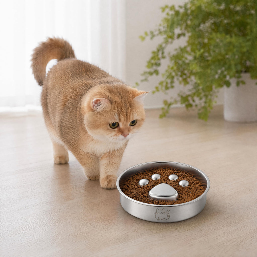 Stainless Steel Slow Feeder Cat Bowl Z4967