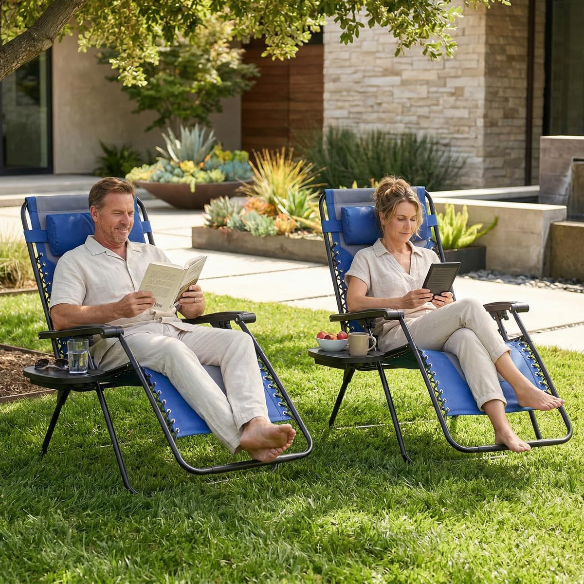Oversized Padded Zero Gravity Lounge Chairs Set of 2 W30222