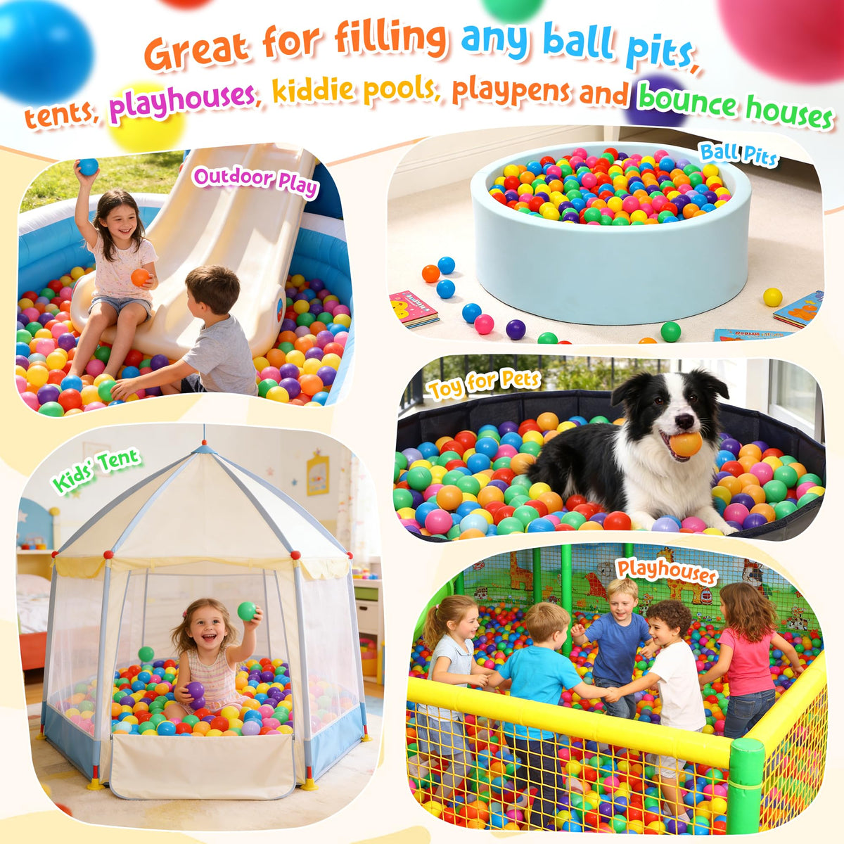 Crush Proof Plastic Ball Pit Balls with Storage Bag I506