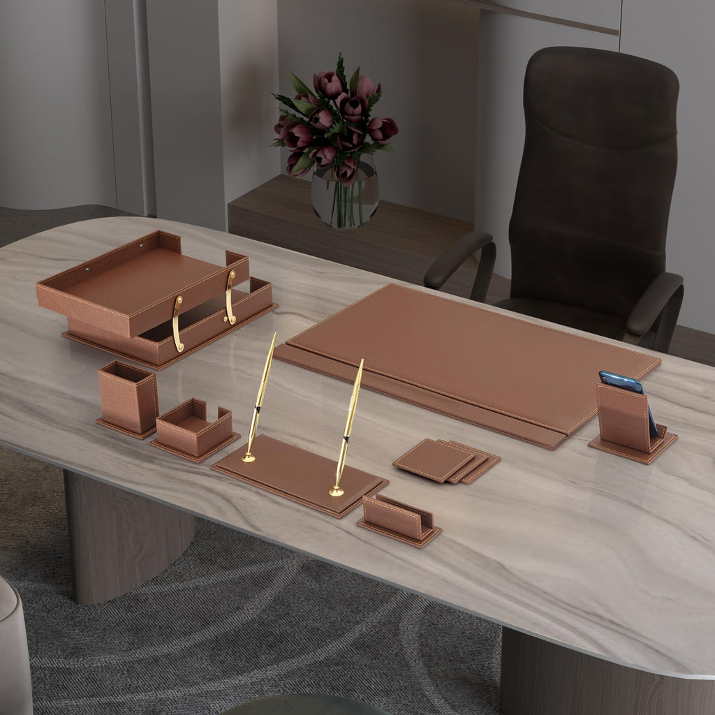 12-Piece Leather Desk Organizer Set Y4385