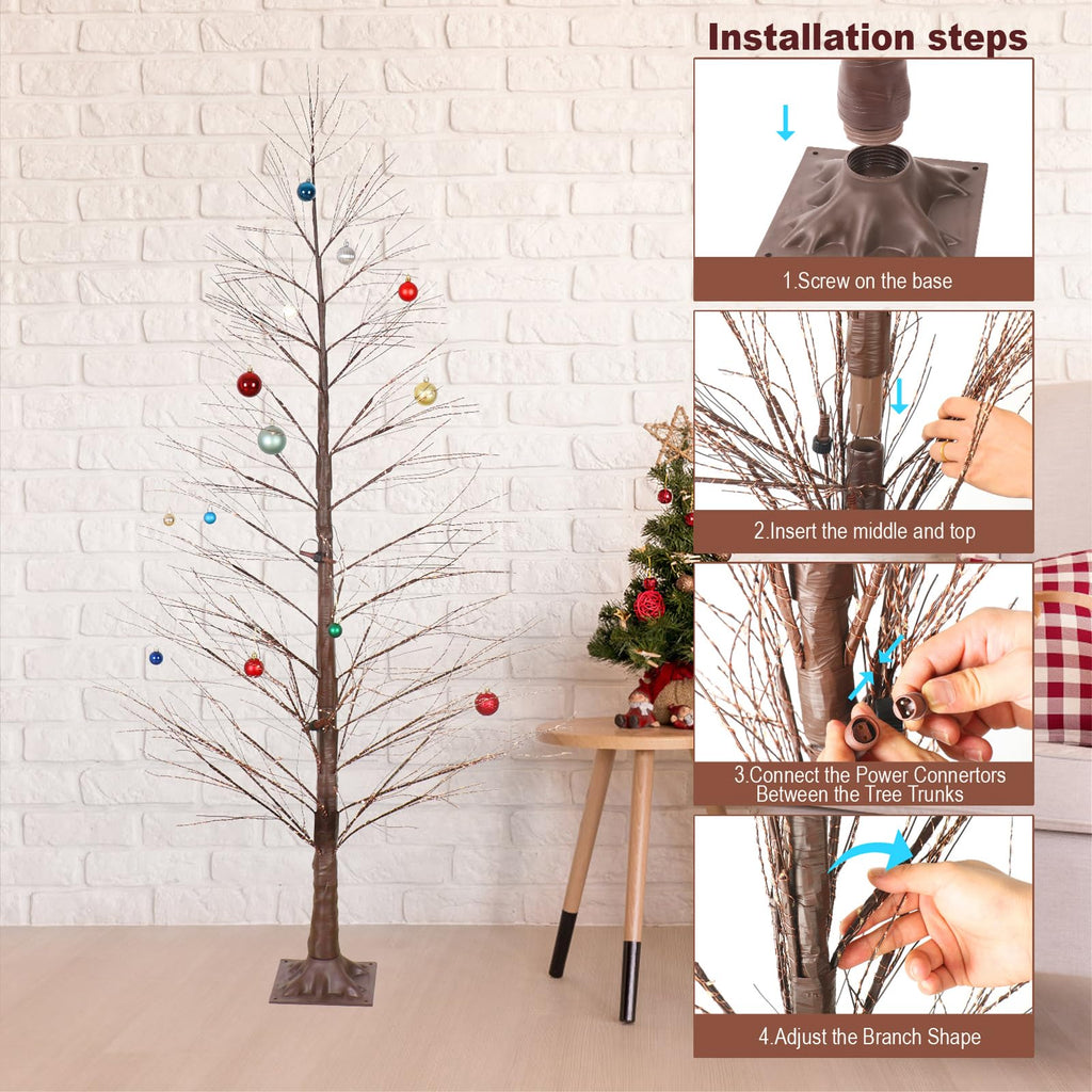 6FT Lighted Birch Tree with 1300 LED Lights O115376