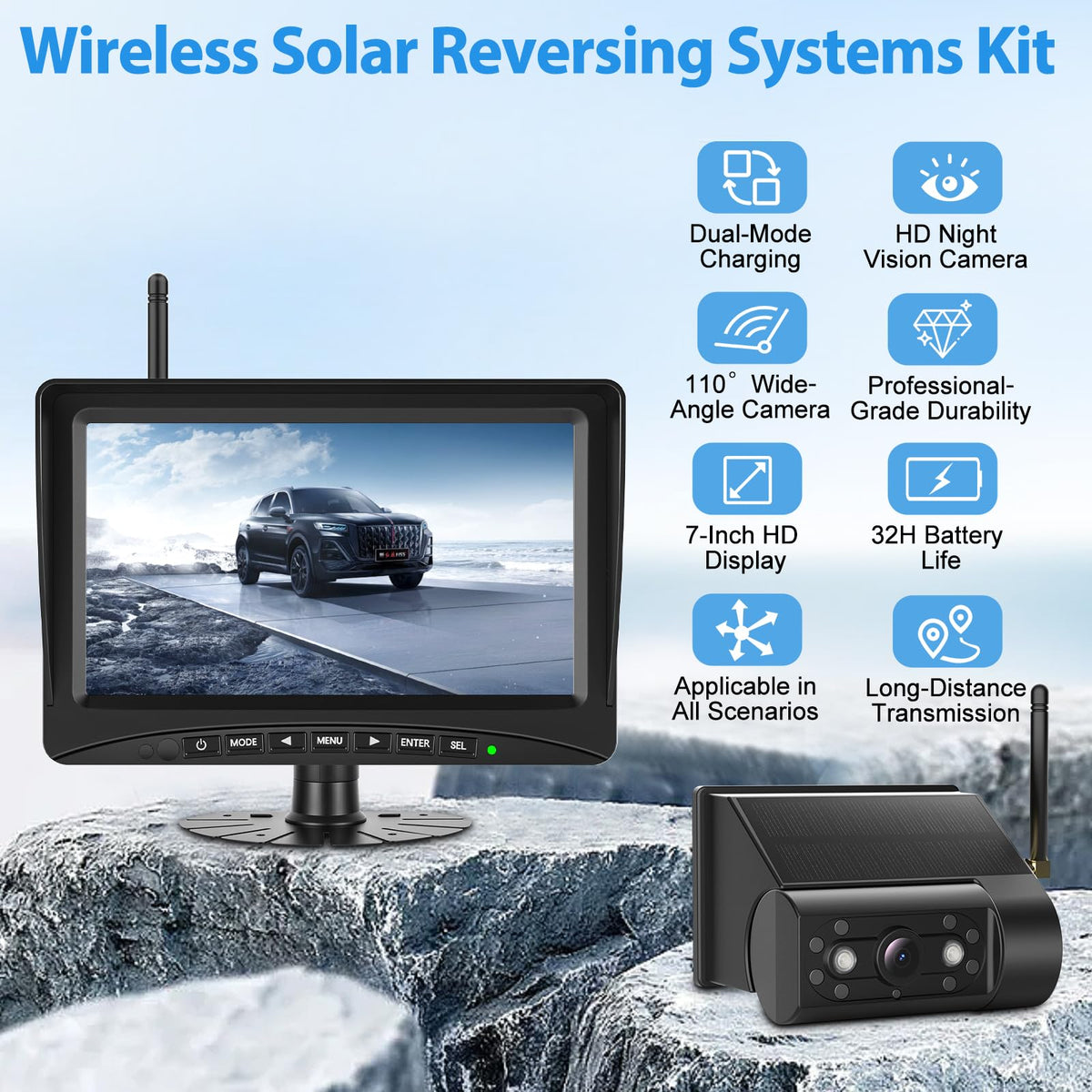 7" Solar Wireless Magnetic Backup Camera M71265
