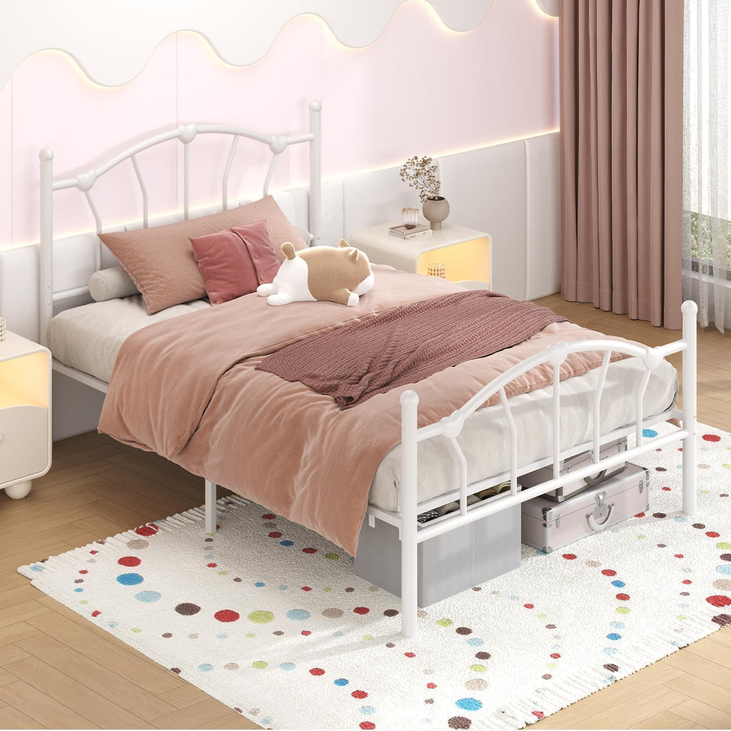 White Twin Metal Bed Frame G7481