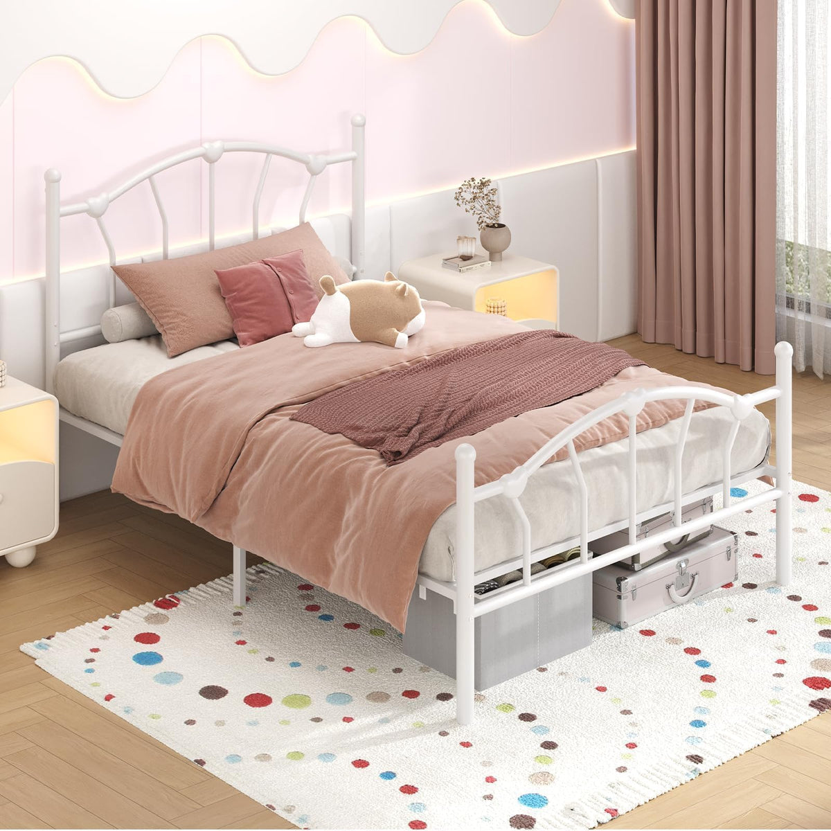 White Twin Metal Bed Frame G7481