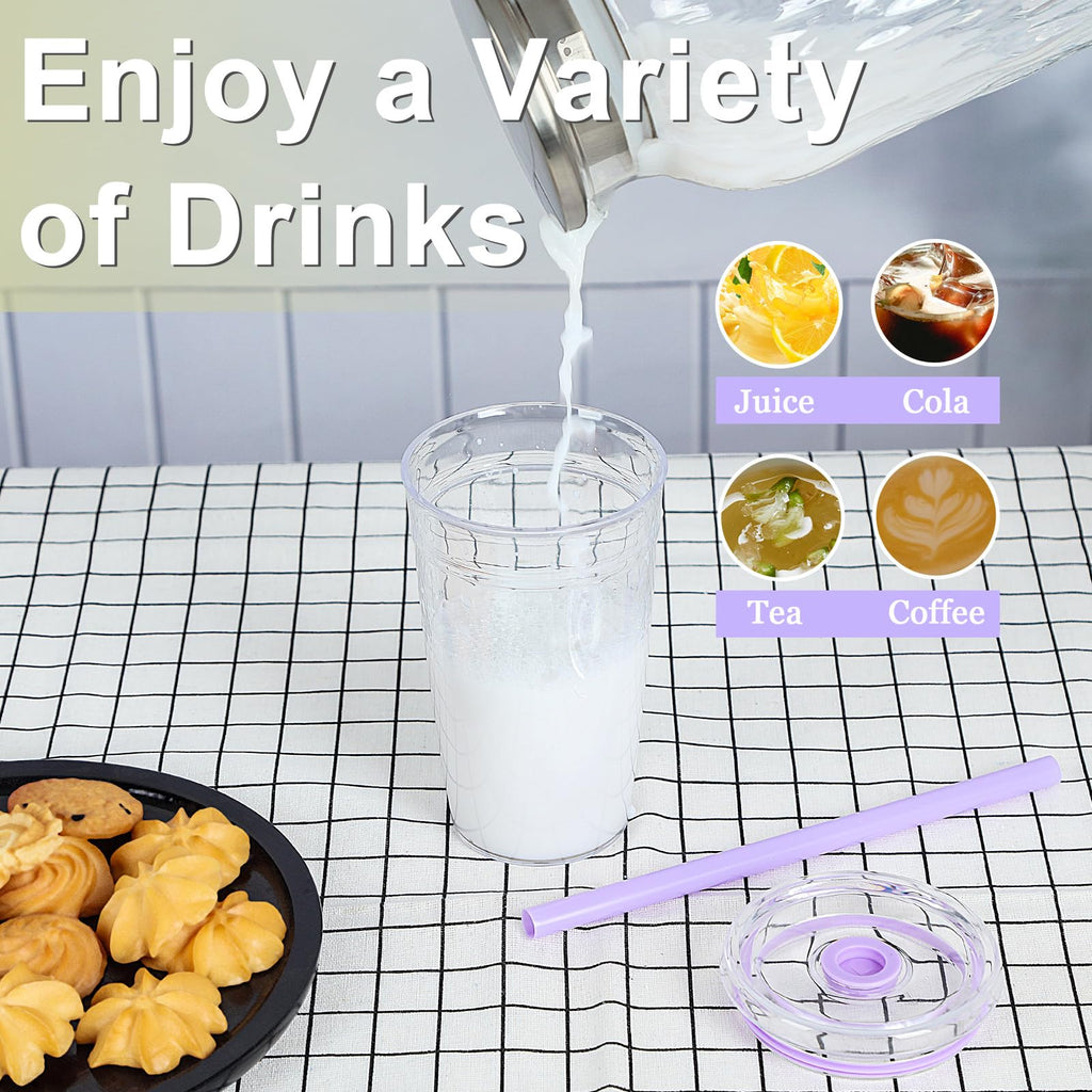 6 Pack 16Oz Acrylic Tumbler with Straw and Lid J472
