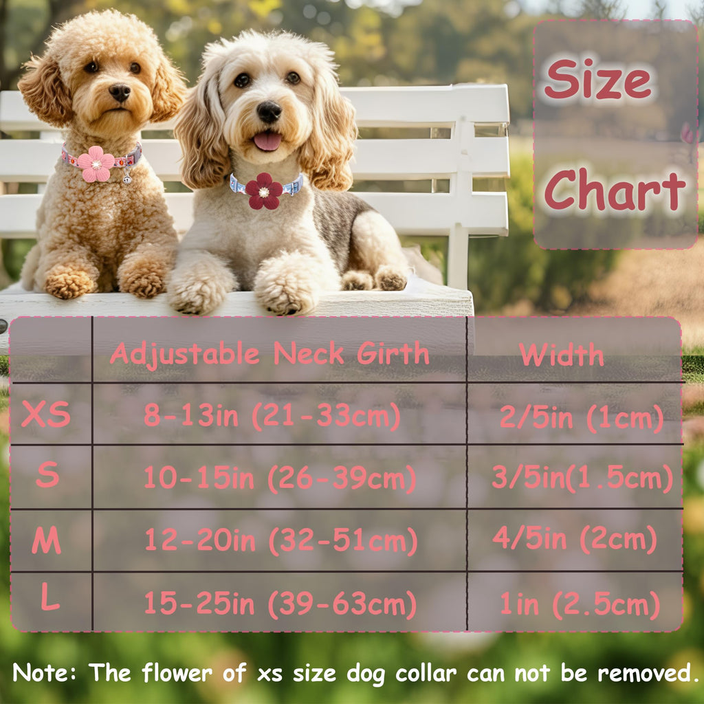 Small Dog Collar with Flower and Bell F319