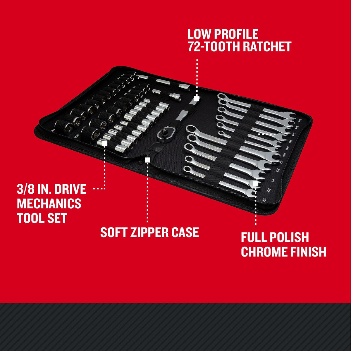 3/8 Inch Drive 47 Piece Mechanics Tool Set J6232