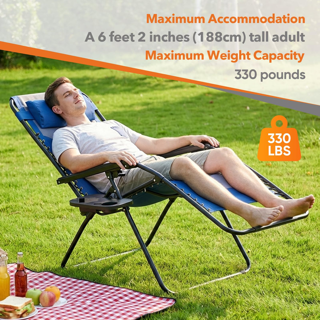 Oversized Padded Zero Gravity Lounge Chairs Set of 2 W30222