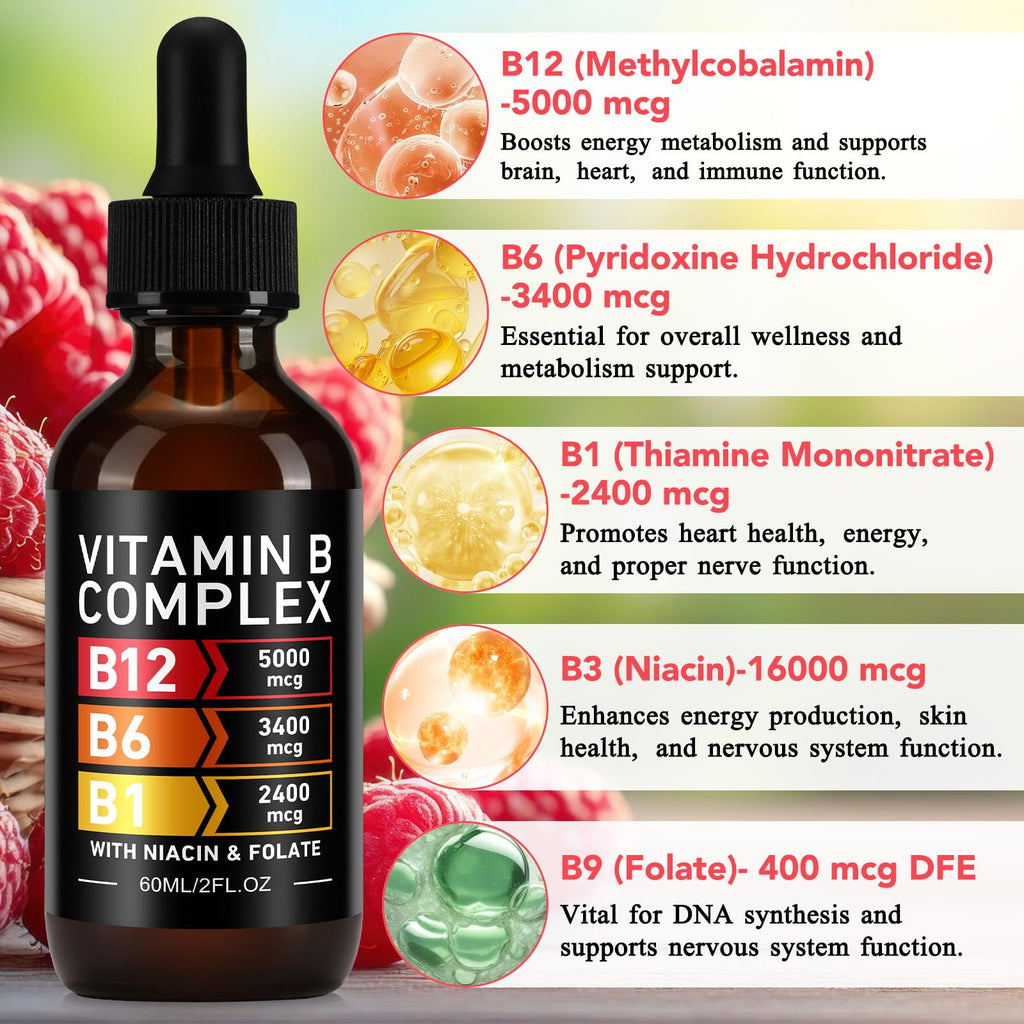 Vitamin B12 Complex Drops 5000mcg 2 Packs R9485