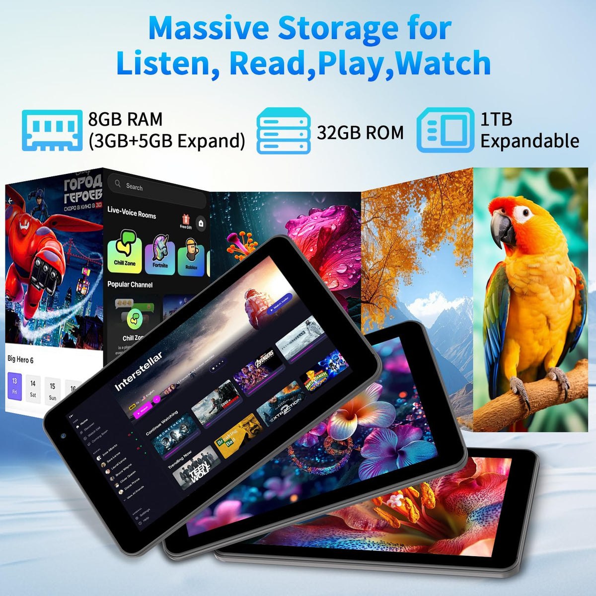 7 Inch Tablet with Case, 32GB+1TB Expand, 5G WiFi, IPS Display (Black) T34048