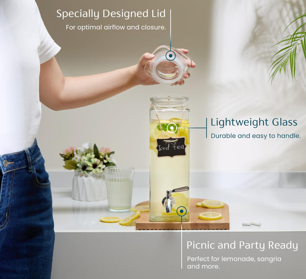 80 oz Glass Drink Dispenser with Spigot M461