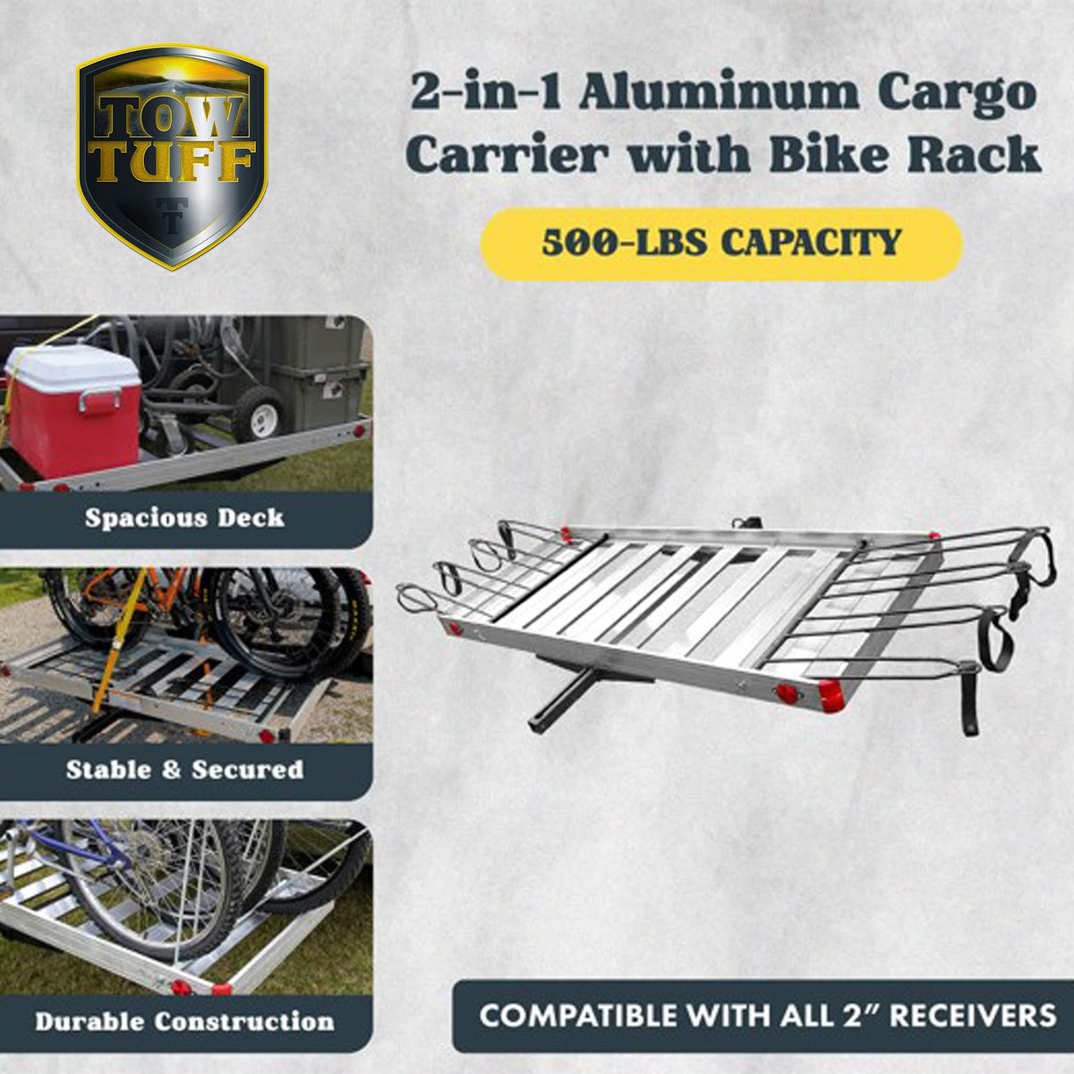 500 lb Aluminum 2-in-1 Hitch Cargo Carrier K853