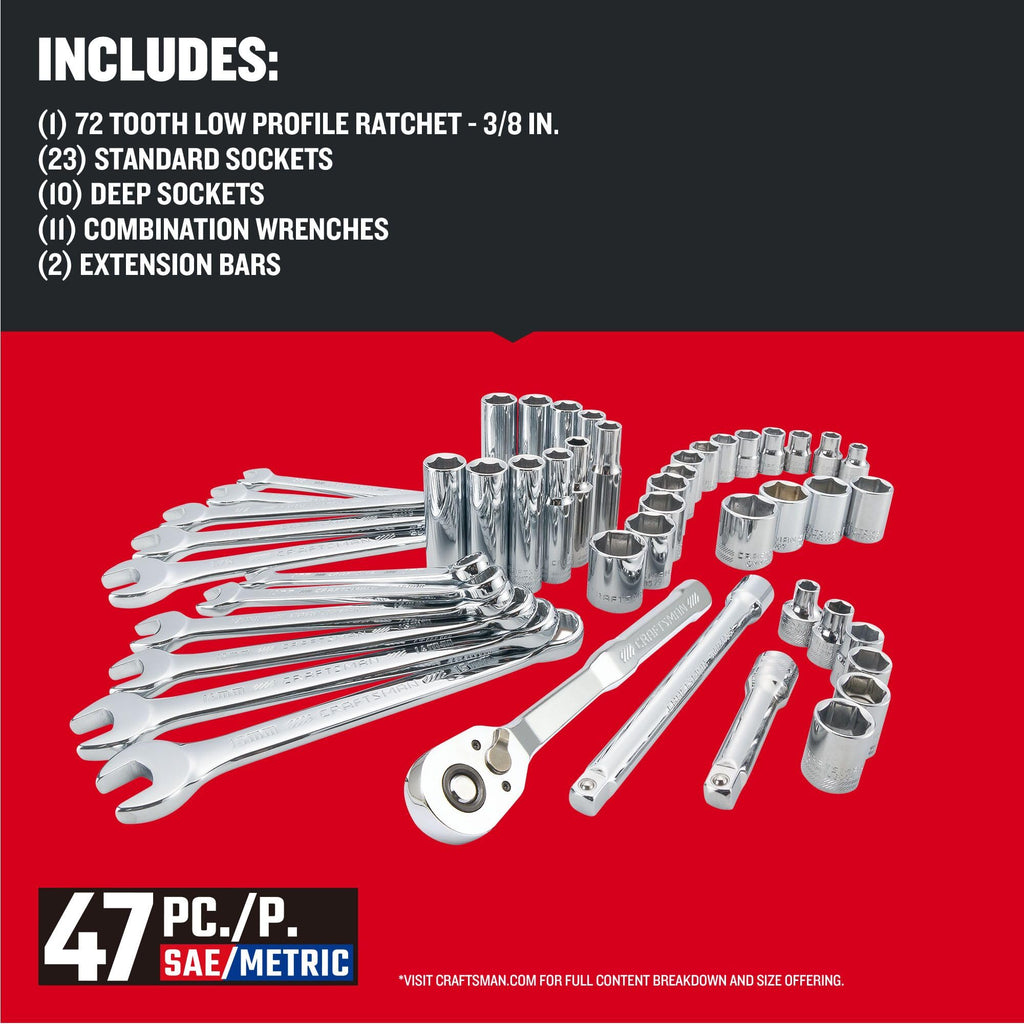 3/8 Inch Drive 47 Piece Mechanics Tool Set J6232