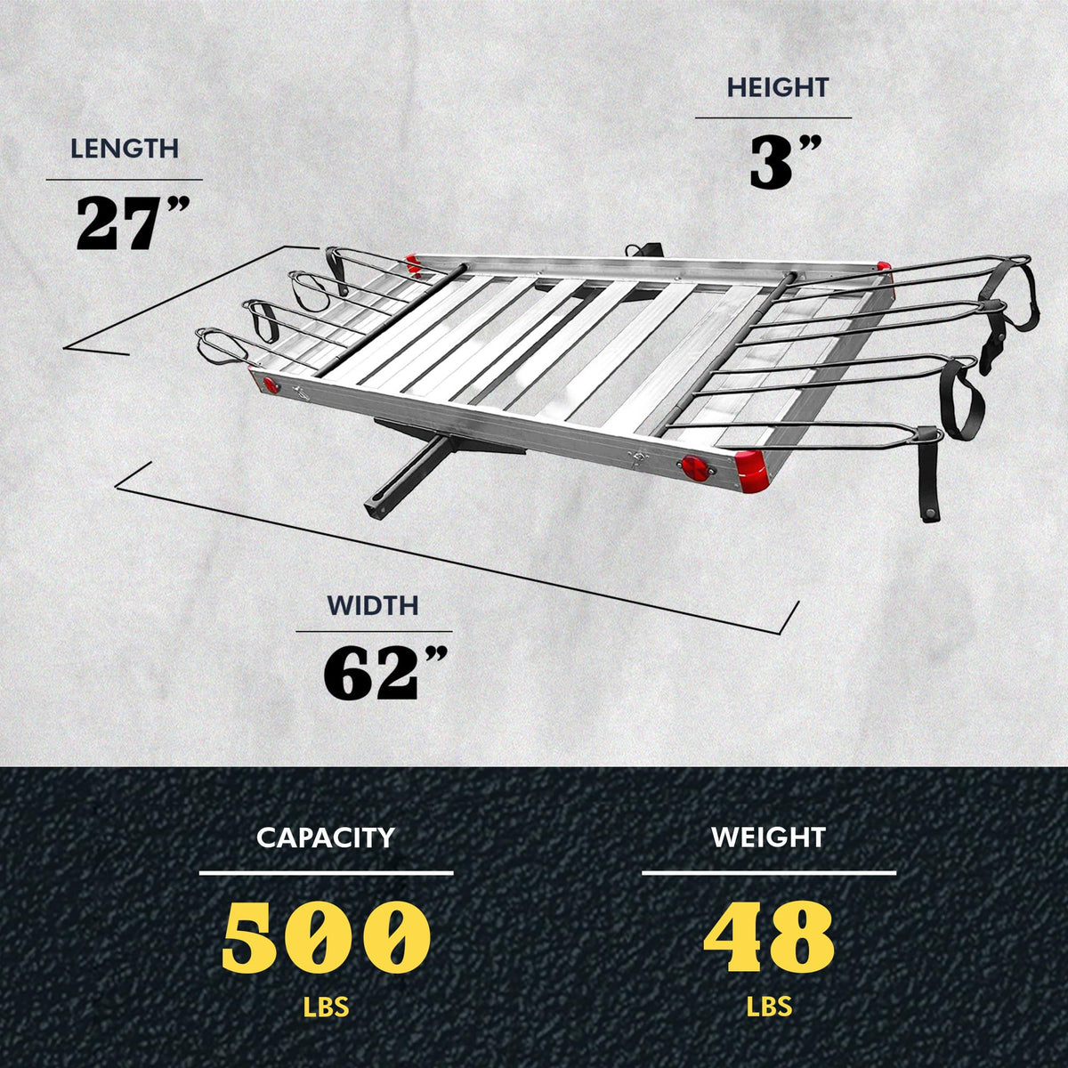 500 lb Aluminum 2-in-1 Hitch Cargo Carrier K853