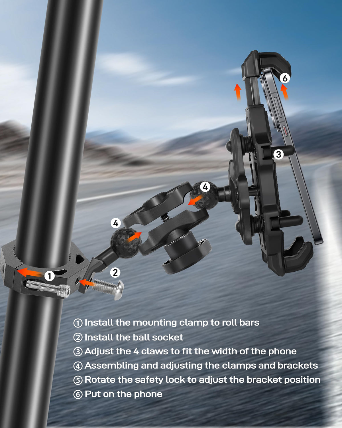 Anti-Theft UTV Phone Mount with Vibration Dampener O607