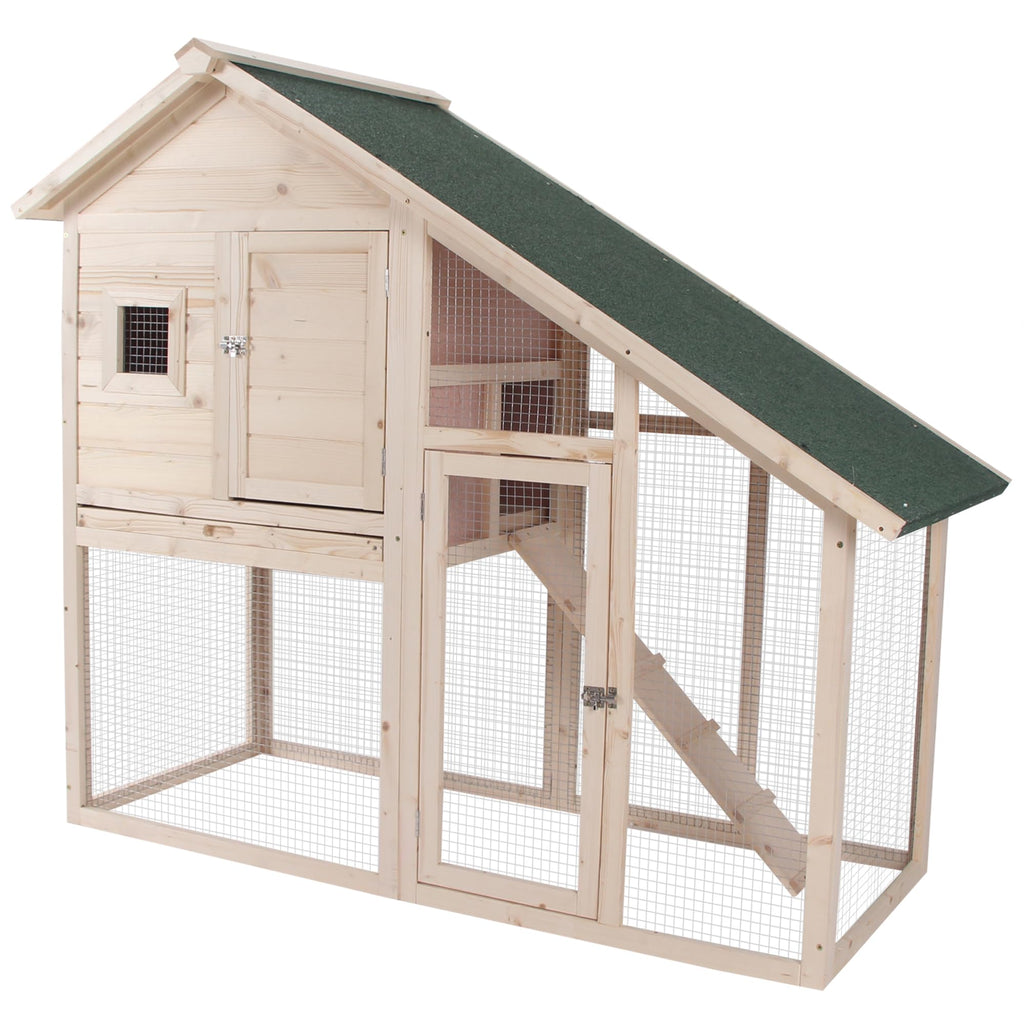 55" 2-Tier Wooden Rabbit Hutch with Ramp E82169
