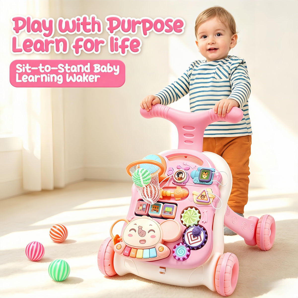 2-in-1 Baby Walker with Detachable Activity Center T9771