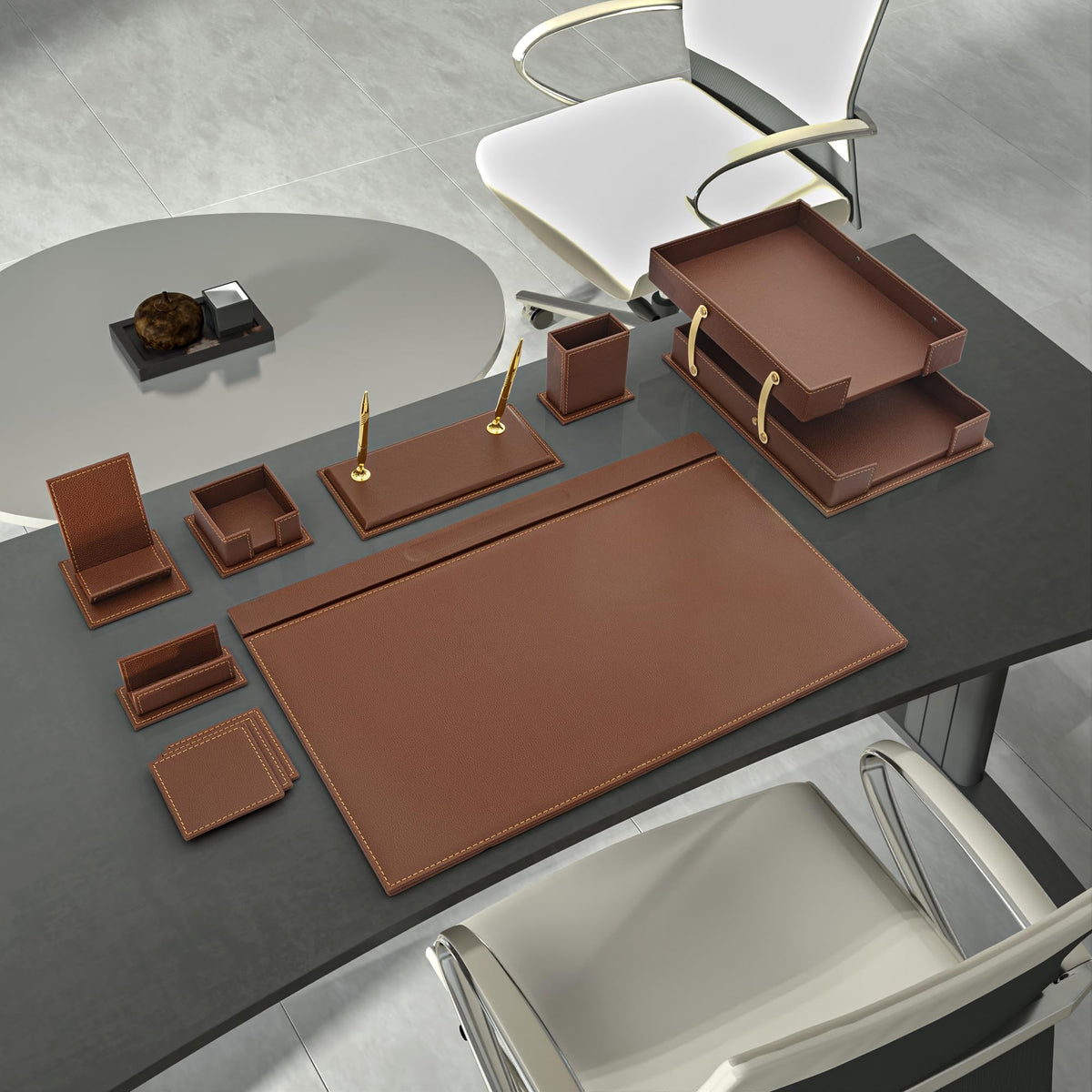 12-Piece Leather Desk Organizer Set Y4385