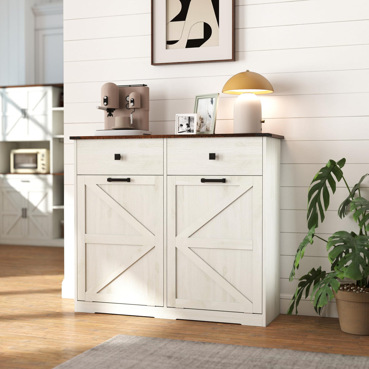 Double Tilt Out Trash Cabinet, Fits 2 10 Gallon Bins, Antique White Z6698
