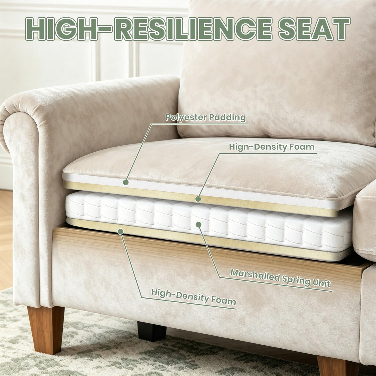 100" L-Shaped Velvet Sectional Sofa with Ottoman G1177
