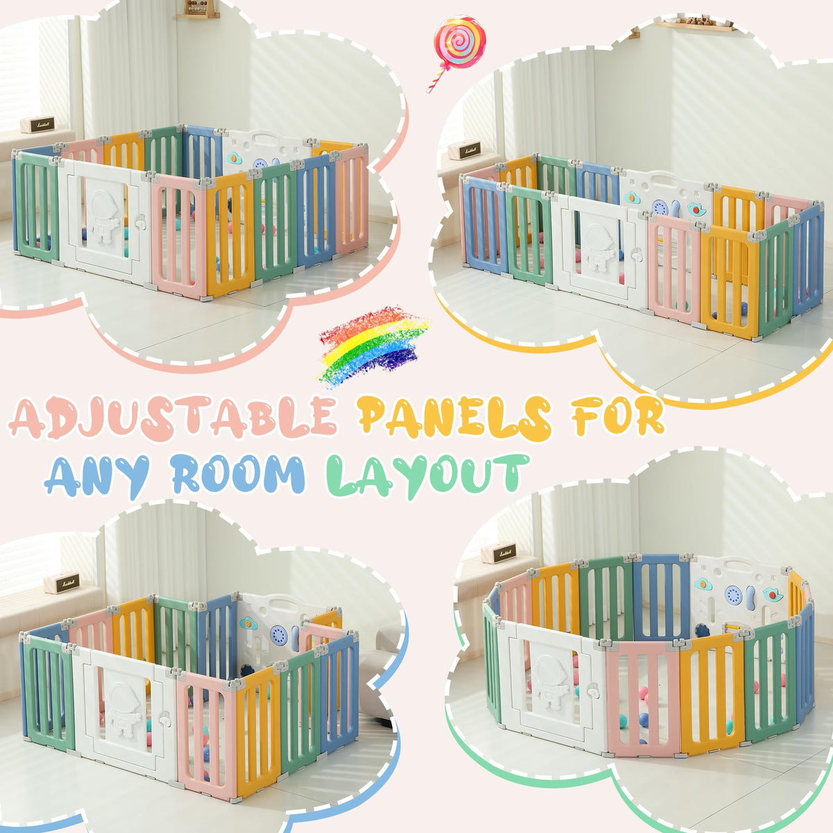 Foldable Colorful Baby Playpen K5096