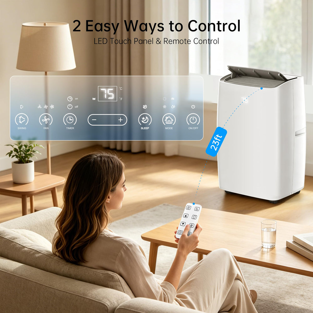 14000 BTU 5-in-1 Portable Air Conditioner with Remote Control and Window Kit Q6064