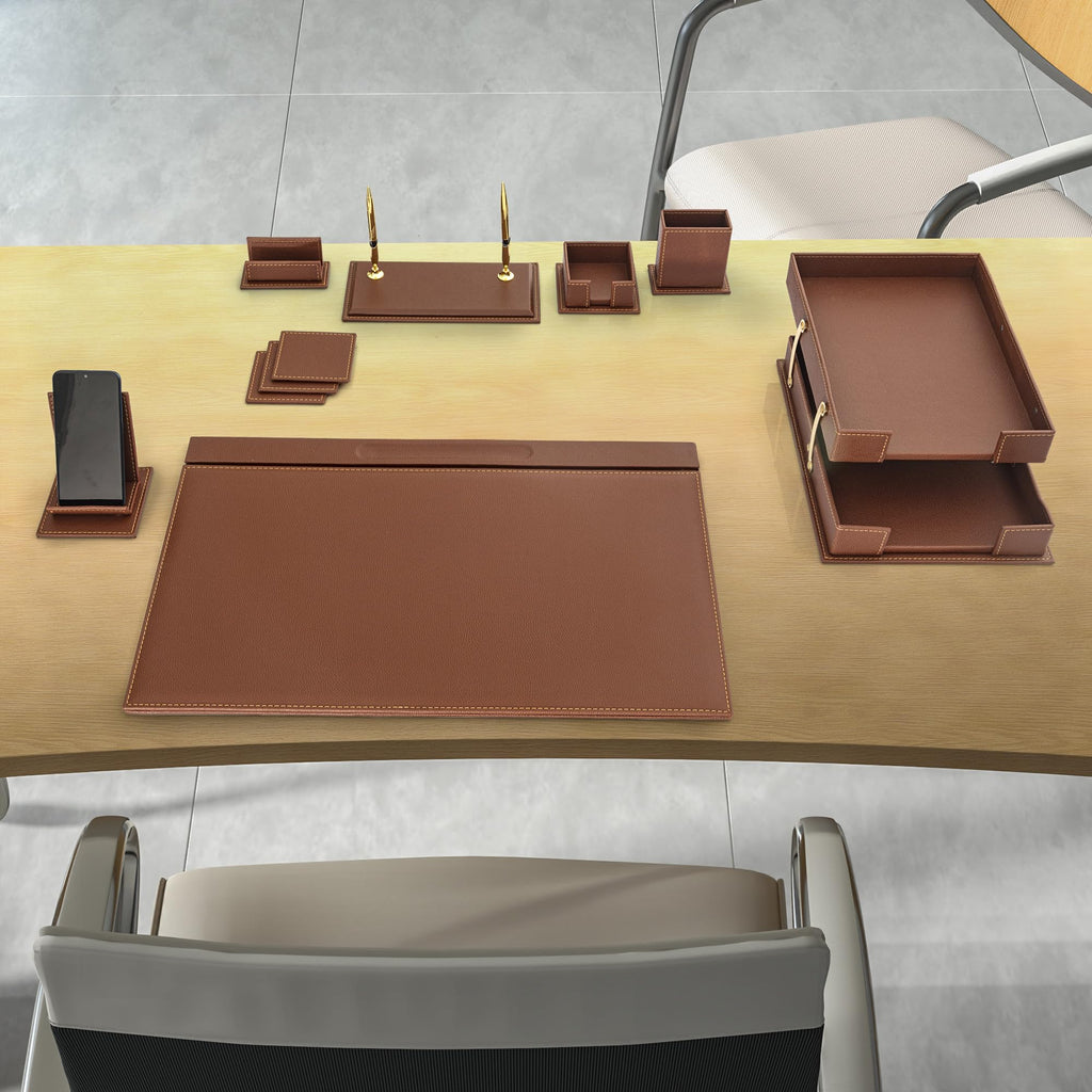 12-Piece Leather Desk Organizer Set Y4385