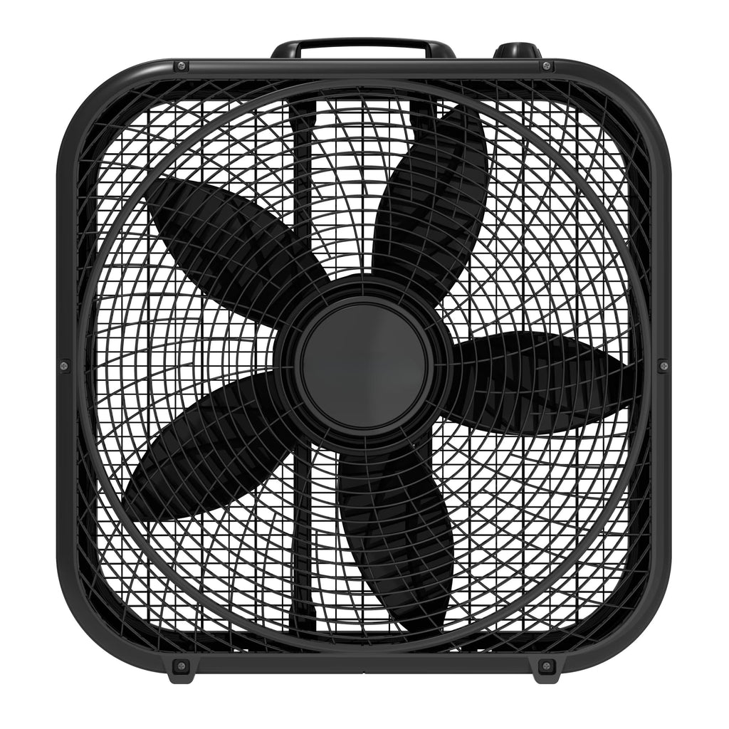 20-Inch Classic Box Fan, Three-Speed, Quiet, Tabletop with Carrying Handle, White D7854