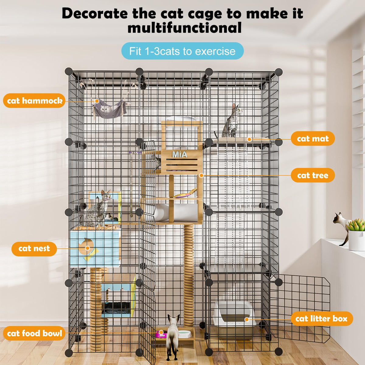 Large Detachable Metal Wire Cat Enclosure X623