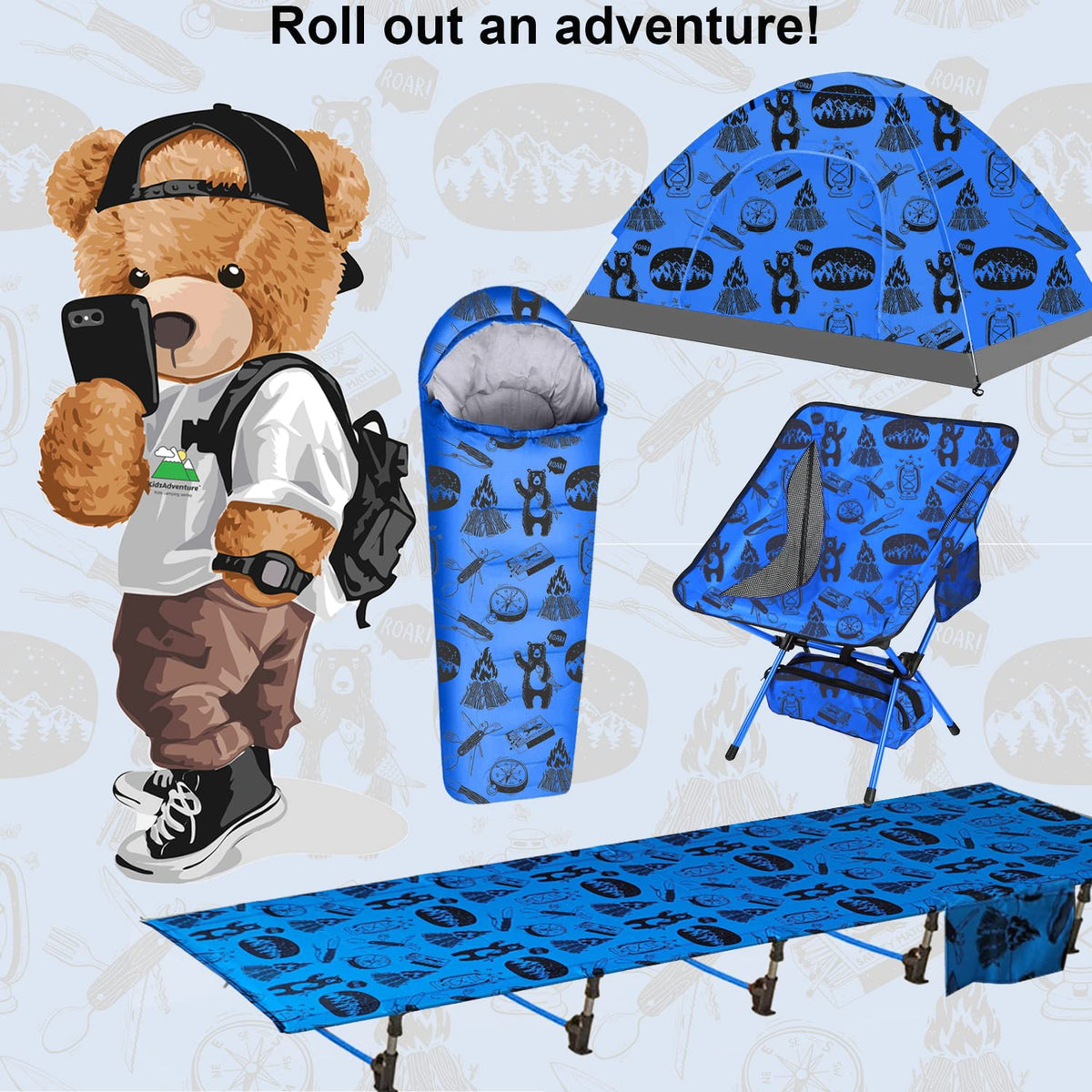 Blue Portable Folding Kids Camping Cot T9749