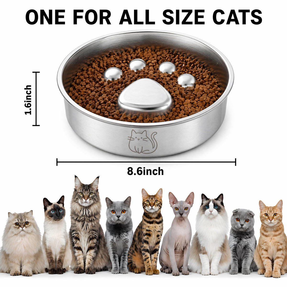 Stainless Steel Slow Feeder Cat Bowl Z4967