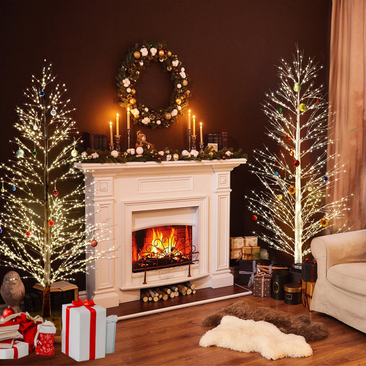 6FT Lighted Birch Tree with 1300 LED Lights O115376